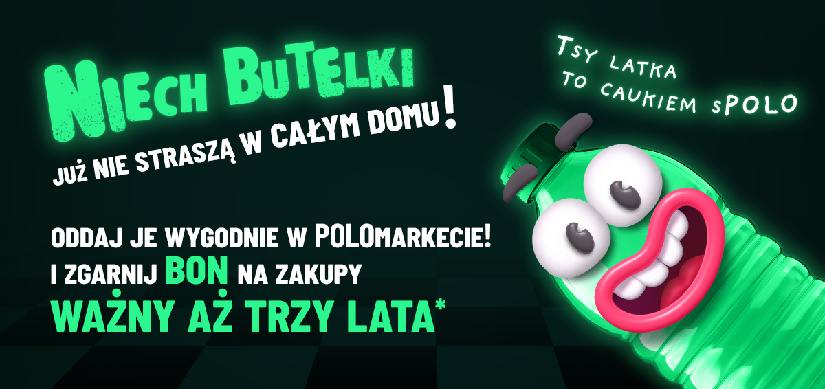 Baner promujący oddawanie butelek i puszek